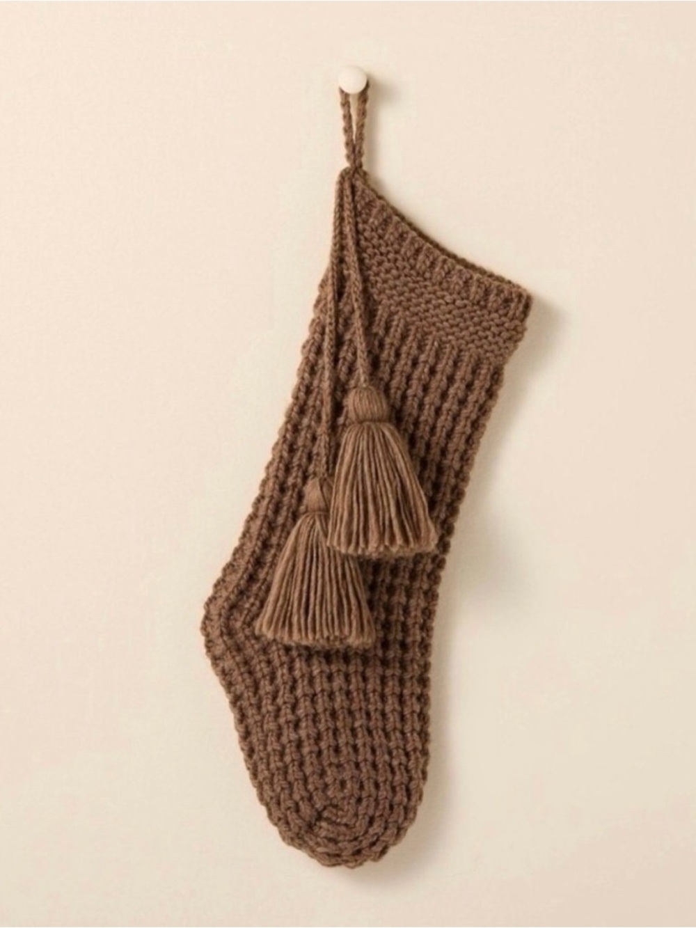Hearth & Hand with Magnolia 20” Waffle Brown Knit Christmas Stocking